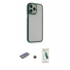 MARSİLYAN™- iPhone 13 Pro Max Kılıf Eksen Doku Prime - Şeffaf Pasifik Cam Ekran Koruyucu + Sarı Renkli Kamera Lens Koruma Cam