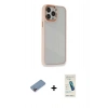 MARSİLYAN™- iPhone 13 Pro Max Kılıf Eksen Doku Prime - Şeffaf Pasifik Cam Ekran Koruyucu + Shine Kamera Lens Koruma Cam - PE