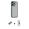 MARSİLYAN™- iPhone 13 Pro Max Kılıf Eksen Doku Prime - Şeffaf Pasifik Cam Ekran Koruyucu + Shine Kamera Lens Koruma Cam - PE