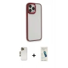 MARSİLYAN™- iPhone 13 Pro Max Kılıf Eksen Doku Prime - Şeffaf Pasifik Cam Ekran Koruyucu + Shine Kamera Lens - GD