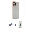 MARSİLYAN™- iPhone 13 Pro Max Kılıf Eksen Doku Prime - Şeffaf Pasifik Cam Ekran Koruyucu + Renkli Kamera Lens Koruma Cam - YL