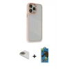 MARSİLYAN™- iPhone 13 Pro Max Kılıf Eksen Doku Prime - Siyah 18D Cam Ekran Koruyucu + Pers Alüminyum Kamera Lens - GD