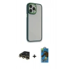 MARSİLYAN™- iPhone 13 Pro Max Kılıf Eksen Doku Prime - Siyah 18D Cam Ekran Koruyucu + Raze Metal Kamera Lens - GD