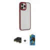 MARSİLYAN™- iPhone 13 Pro Max Kılıf Eksen Doku Prime - Siyah 18D Cam Ekran Koruyucu + Raze Metal Kamera Lens - GD