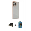 MARSİLYAN™- iPhone 13 Pro Max Kılıf Eksen Doku Prime - Siyah 18D Cam Ekran Koruyucu + Raze Metal Kamera Lens - GD