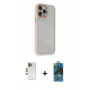 MARSİLYAN™- iPhone 13 Pro Max Kılıf Eksen Doku Prime - Siyah 18D Cam Ekran Koruyucu + Shine Kamera Lens - GD