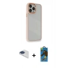 MARSİLYAN™- iPhone 13 Pro Max Kılıf Eksen Doku Prime - Siyah 18D Cam Ekran Koruyucu + Pers Alüminyum Kamera Lens - LT
