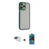MARSİLYAN™- iPhone 13 Pro Max Kılıf Eksen Doku Prime - Siyah 18D Cam Ekran Koruyucu + Pers Alüminyum Kamera Lens - LT