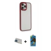 MARSİLYAN™- iPhone 13 Pro Max Kılıf Eksen Doku Prime - Siyah 18D Cam Ekran Koruyucu + Rainbow Kamera Lens Koruma Cam - MI