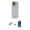 MARSİLYAN™- iPhone 13 Pro Max Kılıf Eksen Doku Prime - Siyah 18D Cam Ekran Koruyucu + Mavi Shine Kamera Lens Koruma Cam