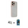 MARSİLYAN™- iPhone 13 Pro Max Kılıf Eksen Doku Prime - Siyah 18D Cam Ekran Koruyucu + Rainbow Kamera Lens Koruma Cam - MR