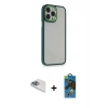 MARSİLYAN™- iPhone 13 Pro Max Kılıf Eksen Doku Prime - Siyah 18D Cam Ekran Koruyucu + Pers Alüminyum Kamera Lens - SABE