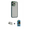 MARSİLYAN™- iPhone 13 Pro Max Kılıf Eksen Doku Prime - Siyah 18D Cam Ekran Koruyucu + Rainbow Kamera Lens Koruma Cam - BZ