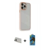 MARSİLYAN™- iPhone 13 Pro Max Kılıf Eksen Doku Prime - Siyah 18D Cam Ekran Koruyucu + Rainbow Kamera Lens Koruma Cam - BZ