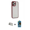 MARSİLYAN™- iPhone 13 Pro Max Kılıf Eksen Doku Prime - Siyah 18D Cam Ekran Koruyucu + Rainbow Kamera Lens Koruma Cam - BZ