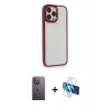 MARSİLYAN™- iPhone 13 Pro Max Kılıf Eksen Doku Prime - Siyah 3D Antistatik Cam Ekran Koruyucu + Neon Fosforlu Kamera Lens - BZ
