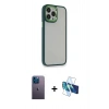 MARSİLYAN™- iPhone 13 Pro Max Kılıf Eksen Doku Prime - Siyah 3D Antistatik Cam Ekran Koruyucu + Neon Fosforlu Kamera Lens - MI
