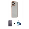 MARSİLYAN™- iPhone 13 Pro Max Kılıf Eksen Doku Prime - Siyah 3D Antistatik Cam Ekran Koruyucu + Neon Fosforlu Kamera Lens - BZ