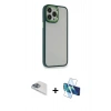 MARSİLYAN™- iPhone 13 Pro Max Kılıf Eksen Doku Prime - Siyah 3D Antistatik Cam Ekran Koruyucu + Pers Alüminyum Kamera Lens - SABE
