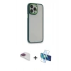 MARSİLYAN™- iPhone 13 Pro Max Kılıf Eksen Doku Prime - Siyah 3D Antistatik Cam Ekran Koruyucu + Pers Alüminyum Kamera Lens - GI