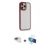 MARSİLYAN™- iPhone 13 Pro Max Kılıf Eksen Doku Prime - Siyah 3D Antistatik Cam Ekran Koruyucu + Pers Alüminyum Kamera Lens - GI