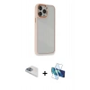 MARSİLYAN™- iPhone 13 Pro Max Kılıf Eksen Doku Prime - Siyah 3D Antistatik Cam Ekran Koruyucu + Pers Alüminyum Kamera Lens - SABE