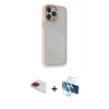 MARSİLYAN™- iPhone 13 Pro Max Kılıf Eksen Doku Prime - Siyah 3D Antistatik Cam Ekran Koruyucu + Pers Alüminyum Kamera Lens - KI