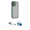 MARSİLYAN™- iPhone 13 Pro Max Kılıf Eksen Doku Prime - Siyah 3D Antistatik Cam Ekran Koruyucu + Pers Alüminyum Kamera Lens - LT