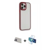 MARSİLYAN™- iPhone 13 Pro Max Kılıf Eksen Doku Prime - Siyah 3D Antistatik Cam Ekran Koruyucu + Rainbow Kamera Lens Koruma Cam - MR