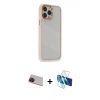 MARSİLYAN™- iPhone 13 Pro Max Kılıf Eksen Doku Prime - Siyah 3D Antistatik Cam Ekran Koruyucu + Rainbow Kamera Lens Koruma Cam - KI