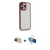 MARSİLYAN™- iPhone 13 Pro Max Kılıf Eksen Doku Prime - Siyah 3D Antistatik Cam Ekran Koruyucu + Rainbow Kamera Lens Koruma Cam - KI