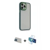 MARSİLYAN™- iPhone 13 Pro Max Kılıf Eksen Doku Prime - Siyah 3D Antistatik Cam Ekran Koruyucu + Rainbow Kamera Lens Koruma Cam - MI