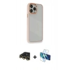 MARSİLYAN™- iPhone 13 Pro Max Kılıf Eksen Doku Prime - Siyah 3D Antistatik Cam Ekran Koruyucu + Raze Metal Kamera Lens - GD