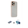 MARSİLYAN™- iPhone 13 Pro Max Kılıf Eksen Doku Prime - Siyah 3D Antistatik Cam Ekran Koruyucu + Renkli Kamera Lens Koruma Cam - YL