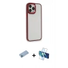 MARSİLYAN™- iPhone 13 Pro Max Kılıf Eksen Doku Prime - Siyah 3D Antistatik Cam Ekran Koruyucu + Shine Kamera Lens Koruma Cam - MI