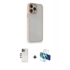MARSİLYAN™- iPhone 13 Pro Max Kılıf Eksen Doku Prime - Siyah 3D Antistatik Cam Ekran Koruyucu + Shine Kamera Lens - GD