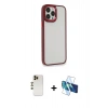 MARSİLYAN™- iPhone 13 Pro Max Kılıf Eksen Doku Prime - Siyah 3D Antistatik Cam Ekran Koruyucu + Shine Kamera Lens - GD