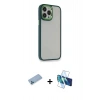 MARSİLYAN™- iPhone 13 Pro Max Kılıf Eksen Doku Prime - Siyah 3D Antistatik Cam Ekran Koruyucu + Shine Kamera Lens Koruma Cam - MI
