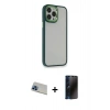 MARSİLYAN™- iPhone 13 Pro Max Kılıf Eksen Doku Prime - Siyah 3D Antistatik Hayalet Cam Ekran Koruyucu + Rainbow Kamera Lens Koruma Cam - MI