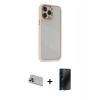 MARSİLYAN™- iPhone 13 Pro Max Kılıf Eksen Doku Prime - Siyah 3D Antistatik Hayalet Cam Ekran Koruyucu + Rainbow Kamera Lens Koruma Cam - MR