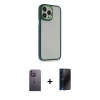 MARSİLYAN™- iPhone 13 Pro Max Kılıf Eksen Doku Prime - Siyah 3D Antistatik Hayalet Cam Ekran Koruyucu + Neon Fosforlu Kamera Lens - BZ