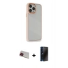 MARSİLYAN™- iPhone 13 Pro Max Kılıf Eksen Doku Prime - Siyah 3D Antistatik Hayalet Cam Ekran Koruyucu + Rainbow Kamera Lens Koruma Cam - KI