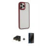 MARSİLYAN™- iPhone 13 Pro Max Kılıf Eksen Doku Prime - Siyah 3D Antistatik Hayalet Cam Ekran Koruyucu + Raze Metal Kamera Lens - GD