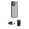 MARSİLYAN™- iPhone 13 Pro Max Kılıf Eksen Doku Prime - Siyah 3D Antistatik Hayalet Cam Ekran Koruyucu + Raze Metal Kamera Lens - GD