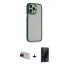 MARSİLYAN™- iPhone 13 Pro Max Kılıf Eksen Doku Prime - Siyah 3D Antistatik Hayalet Cam Ekran Koruyucu + Rainbow Kamera Lens Koruma Cam - KI