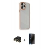 MARSİLYAN™- iPhone 13 Pro Max Kılıf Eksen Doku Prime - Siyah 3D Antistatik Hayalet Cam Ekran Koruyucu + Raze Metal Kamera Lens - GD