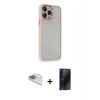 MARSİLYAN™- iPhone 13 Pro Max Kılıf Eksen Doku Prime - Siyah 3D Antistatik Hayalet Cam Ekran Koruyucu + Pers Alüminyum Kamera Lens - SABE