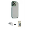 MARSİLYAN™- iPhone 13 Pro Max Kılıf Eksen Doku Prime - Siyah 6D Mat Seramik Hayalet Nano Ekran Koruyucu + Pers Alüminyum Kamera Lens - SABE