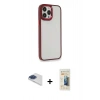 MARSİLYAN™- iPhone 13 Pro Max Kılıf Eksen Doku Prime - Siyah 6D Mat Seramik Hayalet Nano Ekran Koruyucu + Pers Alüminyum Kamera Lens - LT
