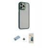 MARSİLYAN™- iPhone 13 Pro Max Kılıf Eksen Doku Prime - Siyah 6D Mat Seramik Hayalet Nano Ekran Koruyucu + Shine Kamera Lens Koruma Cam - MI